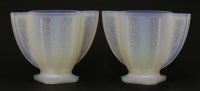 Lot 163 - A pair of French Art Deco opalescent twin-handled glass vases