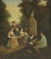 Lot 432 - 19th century follower of Antoine Watteau
AN ELEGANT COMPANY IN A WOOD WITH MUSICIANS
Oil on panel
55 x 46cm