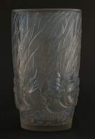 Lot 164 - A Lalique clear and blue opalescent 'Coqs et Plumes' vase