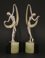 Lot 245 - A pair of Art Deco silvered bronze figures