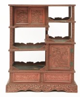Lot 196 - An Oriental cinnabar lacquered set of display shelves