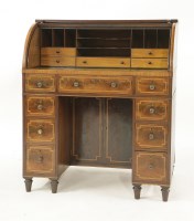 Lot 631 - An Edwardian strung mahogany cylinder bureau