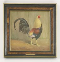 Lot 24 - A painted Minton panel of a bantam cock