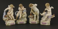 Lot 17 - Four Meissen porcelain cherub figures