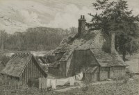 Lot 322 - William Biscombe Gardner (1847-1919)
A COTTAGE BY A LAKE
Signed l.l.
