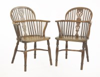 Lot 508 - A pair of yew and ash Windsor armchairs