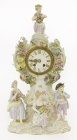 Lot 16 - A Meissen porcelain figural mantel clock