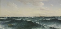 Lot 414 - David James (1853-1904)
FISHING BOATS AND OTHER SHIPPING OFF A ROCKY COASTLINE
Signed and dated '88 l.r.