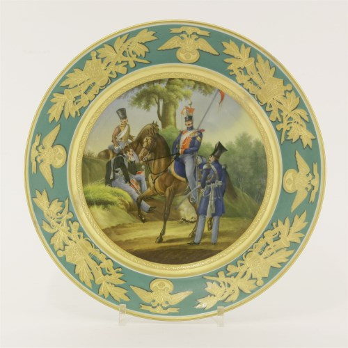 Lot 13 - A porcelain military plate