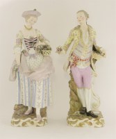 Lot 18 - A pair of Meissen figures of a gardener and his wife
