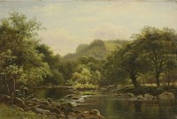 Lot 411 - Thomas Spinks (1872-1907)
A RIVER IN A WOODED LANDSCAPE 
Signed and dated 1902 l.l.