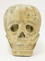 Lot 206 - A painted wood skull