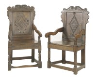 Lot 537 - A pair of oak wainscot armchairs