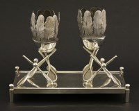 Lot 115 - A silver-plated desk stand