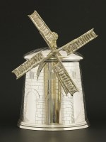 Lot 120 - A novelty silver-plated windmill biscuit barrel