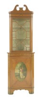 Lot 546 - An Edwardian painted satinwood standing corner cupboard