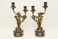 Lot 217 - A pair of Louis XVI design gilt metal twin branch candelabra