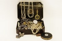 Lot 44 - A box containing various costume and silver jewellery