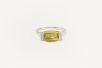 Lot 34 - An 18ct white gold chequer cut citrine and diamond ring