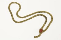 Lot 51 - A continental gold fancy link necklace with a gold carved coral cameo centrepiece/clasp (tested as 9ct gold)
13.03g