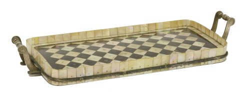 Lot 181 - A tortoiseshell and mother-of-pearl mounted tray