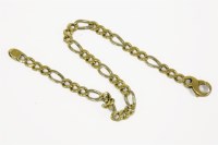 Lot 9 - A gentleman's two colour gold flat filed Figaro link bracelet
19.78g
