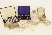 Lot 81 - Silver- to include: a cut glass scent bottle
