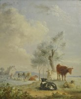 Lot 423 - Edmund Bristow (1787-1876)
CATTLE IN A MEADOW
Signed l.r.