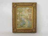 Lot 1445 - ...Studdy
A PATH IN A WOODED LANDSCAPE NEAR A HOUSE
Indistinctly signed and dated 1916 l.r.