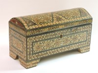 Lot 1374 - An early 20th century Damascus ware dome topped casket