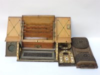 Lot 528 - An Anglo-Indian carved wood and ivory book rest