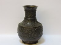 Lot 477 - A Japanese bronze Ikebana vase