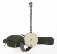 Lot 90 - A wildwood mother-of-pearl inlaid maple minstrel banjo