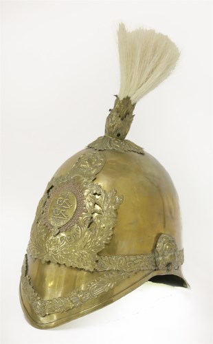 Lot 279 - A brass Afghan artillery helmet