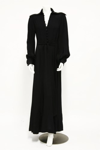 Lot 1320 - An Ossie Clark for Radley black moss crêpe full-length dress