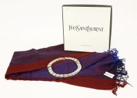 Lot 1452 - An Yves Saint Laurent red and blue woven scarf