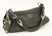 Lot 1020 - A Prada black grain calfskin leather flap handbag
