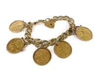 Lot 1124 - A 9ct gold curb link bracelet with padlock