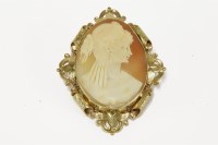 Lot 44 - A 9ct gold mounted shell cameo brooch of a young maiden