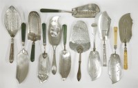 Lot 45 - Another collection of ten 18th/19th century old sheffield plate and silver-plated fish slices