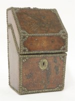 Lot 42 - A leather covered cutlery box