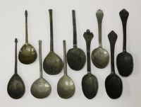 Lot 43 - A collection of ten pewter and base metal spoons
