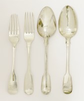 Lot 181 - A set of six George IV silver fiddle pattern tablespoons