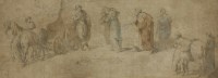 Lot 452 - Attributed to William Hamilton (1751-1801)
A CLASSICAL SUBJECT
Pen and ink and coloured washes
14.5 x 38cm