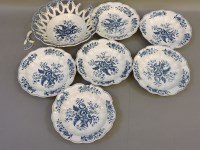 Lot 324 - Five Worcester blue and white printed scalloped bowls