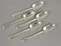 Lot 400 - Five silver Hanoverian pattern spoons