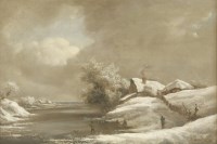 Lot 231 - Follower of George Morland
A WINTER LANDSCAPE WITH FIGURES BY A FROZEN POND
Bears signature and date