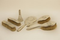 Lot 1046 - A silver backed dressing table set