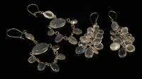 Lot 1583 - A pair of sterling silver moonstone drop earrings