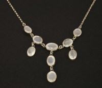 Lot 1585 - A sterling silver moonstone fringe necklace